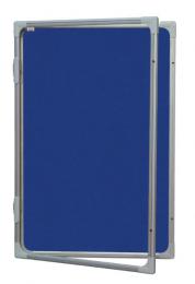 Vitrína s vertikálním otevíráním 120x90cm, filcový modrý vnitøek, se zámkem